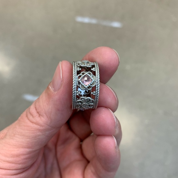 Judith Ripka SS and pink topaz with CZ size 7 ring - Picture 7 of 8